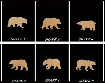 Smooth Laser Cut Bear Shape Set 1 - Unfinished Cutout - Many Sizes, Styles, and Designs - 3mm Or 6mm Wooden Craft Supply