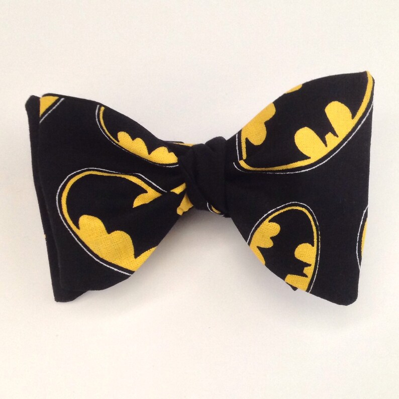 BATMAN Men's Bow Tie reversible solid black Classic Cut Etsy