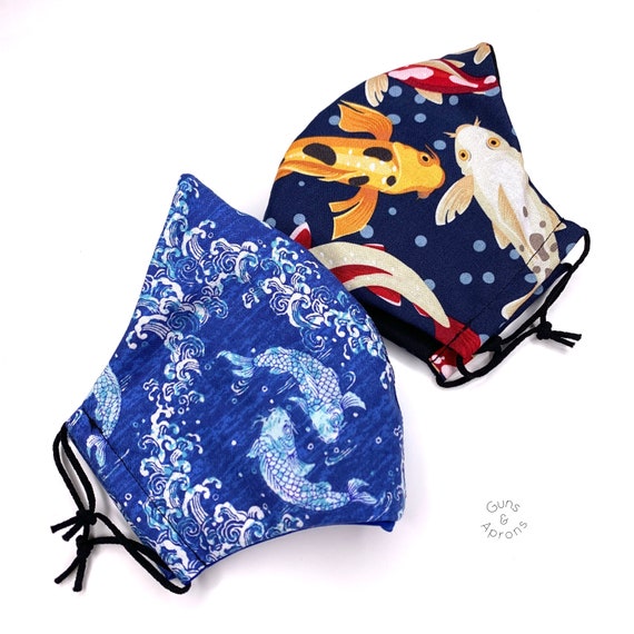 Koi Fish Face Mask Koi Fishes Face Masks Washable Face Etsy