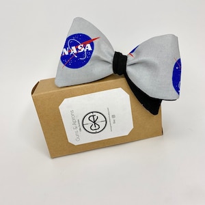 NASA men&#39;s bow tie reversible with solid black. Nasa Space, galaxy. Tie it yourself bowtie.