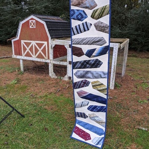 Necktie Memory Table Runner | Table Runner Quilt | Memorial Quilt made of Dad/Grandpa&#39;s Ties - February 2026 RESERVE FEE ONLY