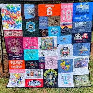 Random Adult T-shirt Memory Quilt / School Memory Quilts / Memory Quilt with T-shirts (no sashing)--February 2026 RESERVE FEE ONLY