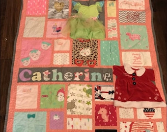 Baby Clothes Memory Quilt / Memory Quilt / First Year Clothes Quilt / Keepsake Quilt (Random Blocks)--June 2024 RESERVE FEE ONLY