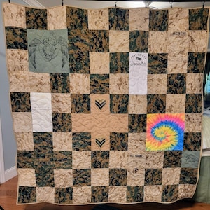 Military Memory Quilt made from uniform & fatigues / Army Quilt / Marine Quilt / Navy Quilt / Air Force Quilt February 2026 RESERVE FEE ONLY