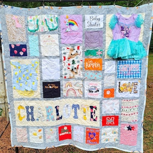 Baby Clothes Memory Quilt / Memory Quilt / First Year Clothes Quilt / Keepsake Quilt (Random Blocks)--February 2026 RESERVE FEE ONLY