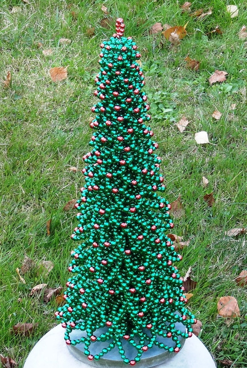 Chritmas Tree Beading Pattern Christmas Tree Tutorial Beading Tutorial Christmas Decor Beaded Christmas Tree PDF Format image 4