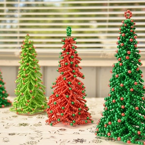 Chritmas Tree Beading Pattern Christmas Tree Tutorial Beading Tutorial Christmas Decor Beaded Christmas Tree PDF Format image 2