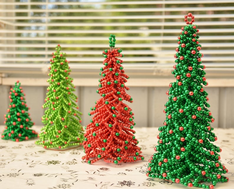 Chritmas Tree Beading Pattern Christmas Tree Tutorial Beading Tutorial Christmas Decor Beaded Christmas Tree PDF Format image 2