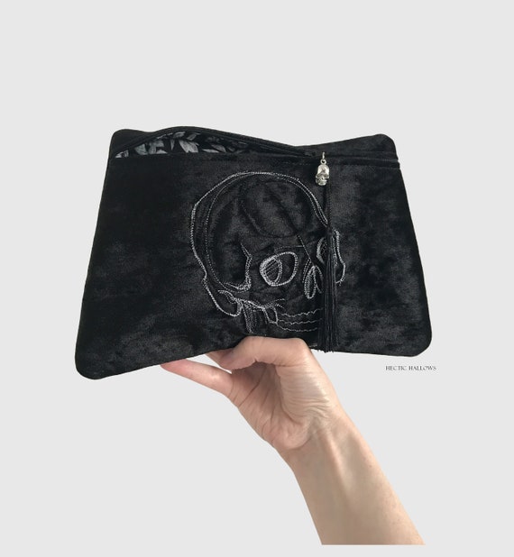 Black Gothic Skull Bag Simple Skull Alternative Embroidered Bag Embroidered Skull Skull Purse Skull Bag Skeleton Bag Skeleton Fabric Etsy