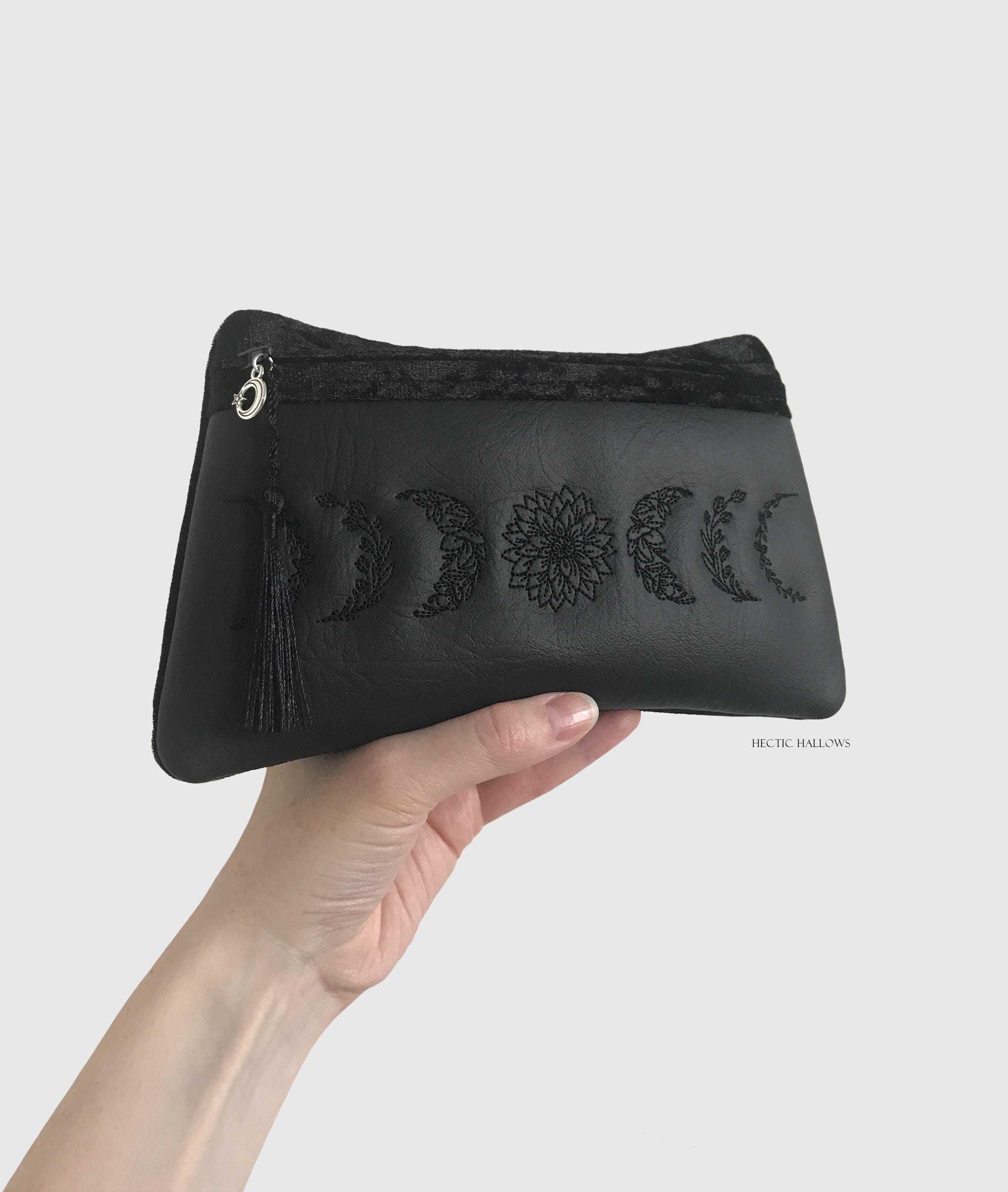 Black Celestial Phases Of The Moon, Floral Bag, Moon Purse, Moon Clutch Bag, Night Owl, Black Magic 