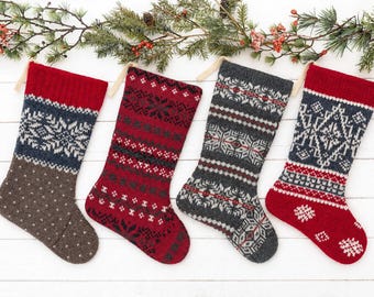 Handmade Knit Christmas Stocking: Vintage Sweater, Rustic Cabin Decor