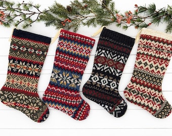 Handmade Knit Christmas Stocking: Vintage Sweater, Rustic Cabin Decor