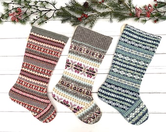 Handmade Knit Christmas Stocking: Vintage Sweater Design