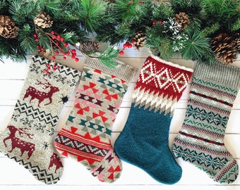 Rustic Knit Christmas Stocking: Handmade Vintage Sweater, Farmhouse Decor