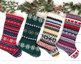 Handmade Knit Christmas Stocking: Vintage Sweater, Rustic Cabin Decor