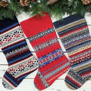 Knitted Vintage Sweater Christmas Stocking: Handcrafted Holiday Decor