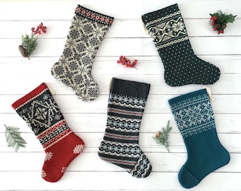 Knit Christmas Stocking: Handmade Vintage Sweater, Rustic Farmhouse Decor