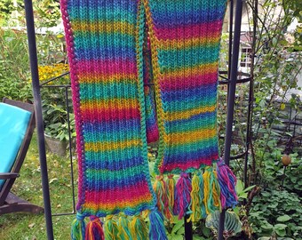 Maxi scarf***long scarf***pure new wool**rainbow