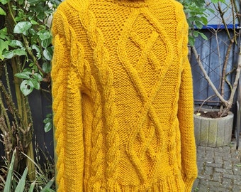 Sweater*with alpaca***pattern mix***yellow**M