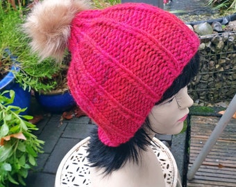 Longbeanie****Slouch ***thick cap with pompom