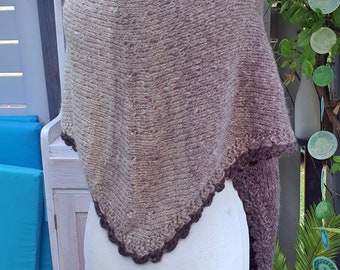 Large triangular cloth-beige-brown gradient *250x60 with mohair**unique**Handmade