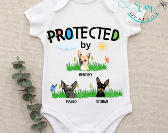 Personalized baby onesie/ Protected by dogs/Custom baby clothing/Your Design Here