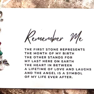 Cartes de voeux commémoratives en pierre de naissance/poème commémoratif/À la mémoire de l'amour/Bijoux en pierre de naissance/porte-clés commémoratifs