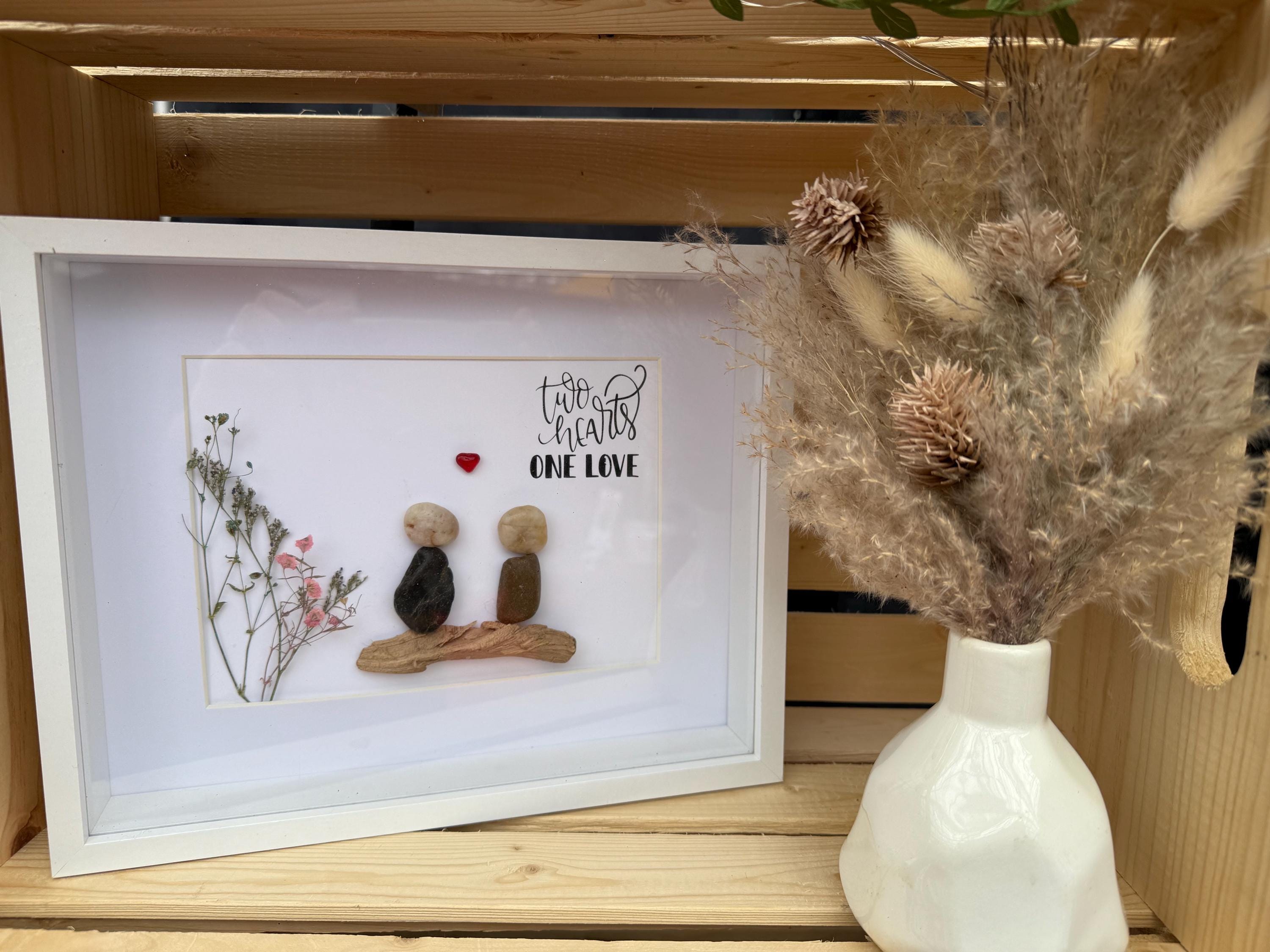 Pebble art couple, custom handmade, Rock art, Wedding gift, Anniversary gift, love pebble art, romantic pebble art, couple art, personalize