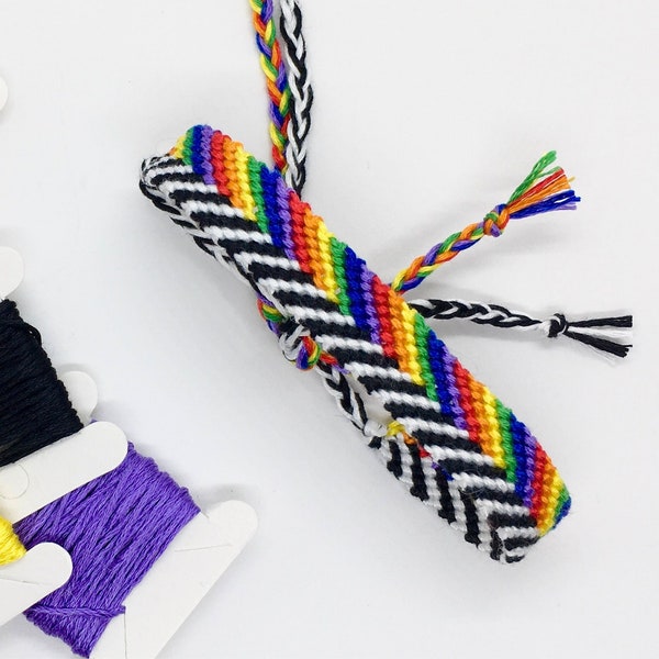 Lgbtq Ally Bracelet Gift for Allies, Queer Support, LGBTQIA, Gay Pride Flag Wristband, Rainbow Black White Straight Allyship