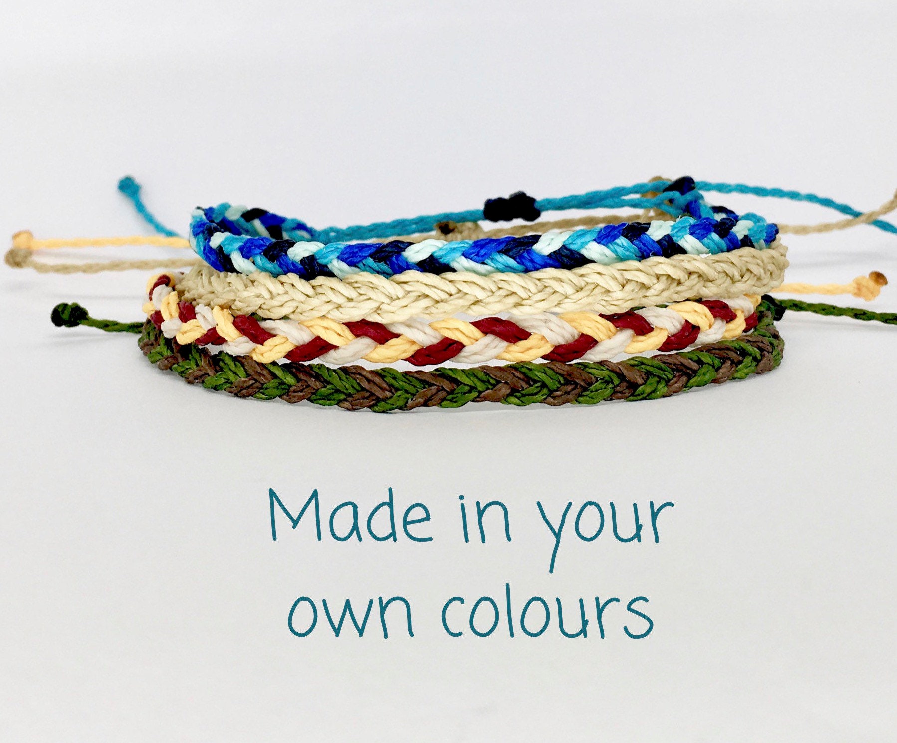 Macrame Color Block Bracelet Set - Customize The Colors and Beads! String Surf Bracelet (Only 1 Bracelet)