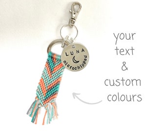 Dog ID Tag & Charm, Personalised Custom Pet Name Disc with Macrame Accessory, Dog Name and Symbol with Unique Customised Colours, Pet Gifts