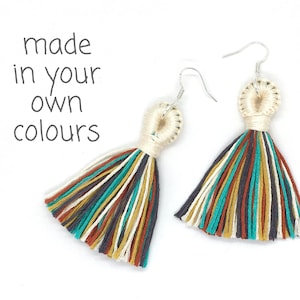 Tassel Earrings, Personalise Colour Statement Drop Earring, Custom Handmade Comfortable Lightweight, 925 Sterling Silver