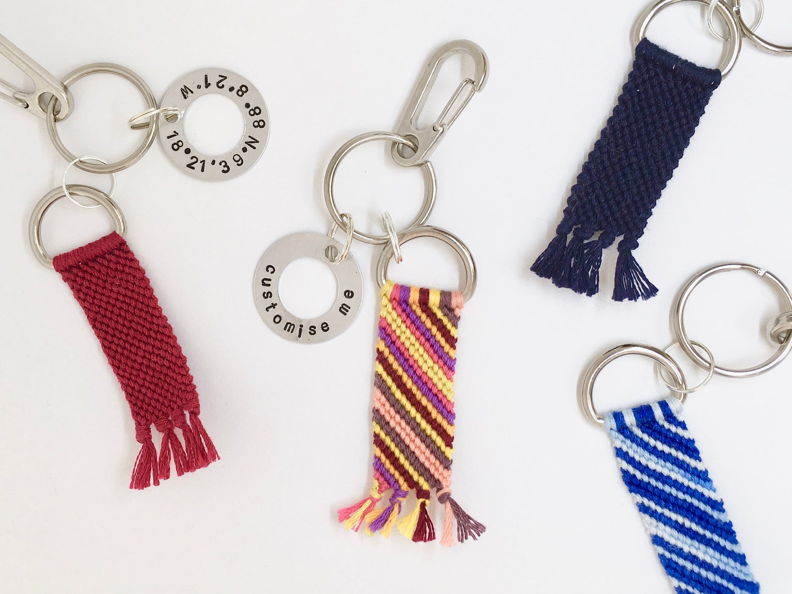 Personalised Word Macrame Keyring Custom Name Coordinates Etsy