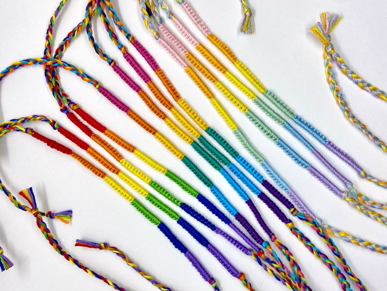 Rainbow Bracelet Sets, Pastel Customisable Wristband, Pride Queer Flag Bracelets, Choose 2 to 40 Bulk Lgbtqia Festival Wraps, Gay Lgbt Gift image 1