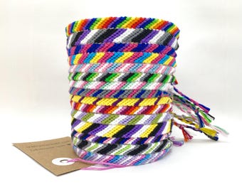 Custom LGBTQIA+ Pride Flag Bracelet: Woven Cotton, Adjustable