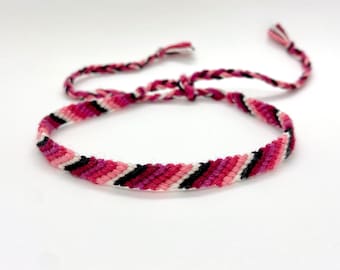 Friendship Anklet, Pink Woven String Ankle Bracelet, Friendship Ankle Band, Simple Beachy, Surfer Style Braided Cotton