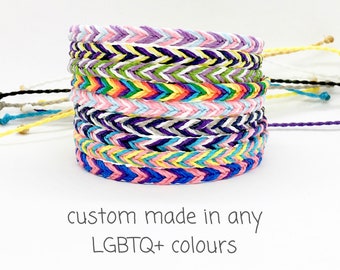 LGBTQIA Pride Flaggen Armband: Personalisiertes Armband aus gewebter Kordel