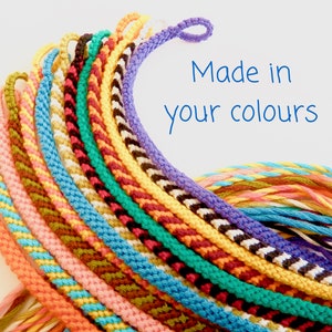 Skinny Custom Friendship Bracelet, Personalised Colours Woven Macrame Soft Cotton String Wristband, Minimalist Thin Stacking Bracelets