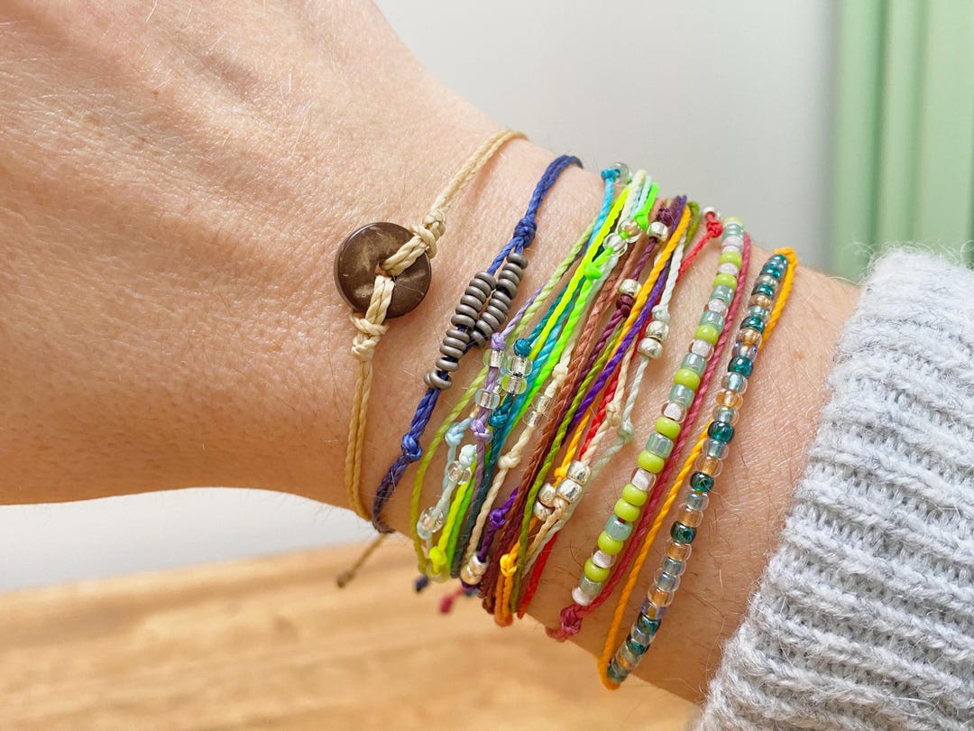 Custom Bead Bracelets: Waterproof String Wristband With Personalised ...