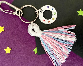 Custom Pride Flag Keychain: Handmade LGBTQ Tassel Keyring