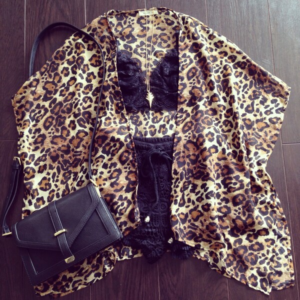 Leopard print kimono, animal print kimono, animal print cardigan, chiffon cardigan, cheetah kimono, cheetah cardigan, bikini wrap,