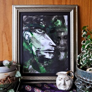 Two - Original fine art abstract portrait - Mixed media painting