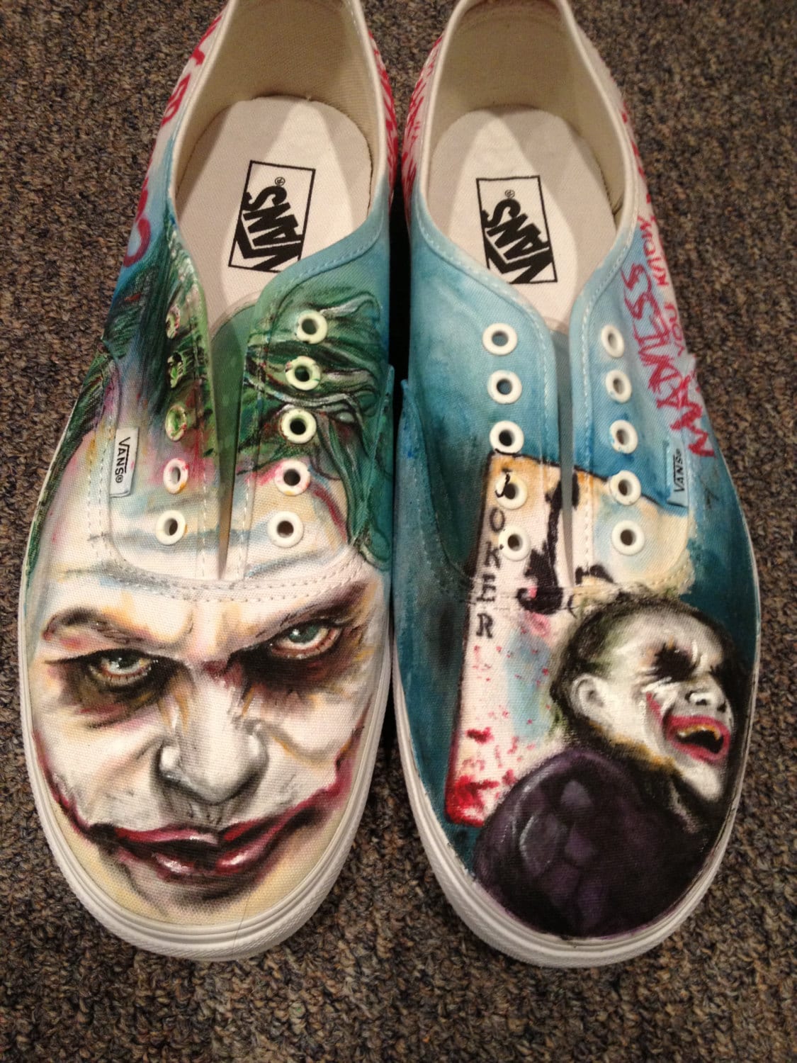 Hand Painted Joker Vans Joker Custom Shoes Heath Ledger Joker Fan Art Gifts Etsy