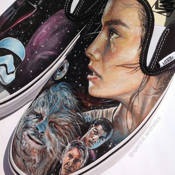 Hand Painted Star Wars Shoes Hand Painted Portrait Vans Rey and