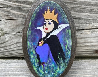 Hand Painted Queen of Evil on Wood | Villain Portrait | Wall Art | Plaques Custom | Home Decor | Glamorous Villain | Fine Art | Gift Ideas