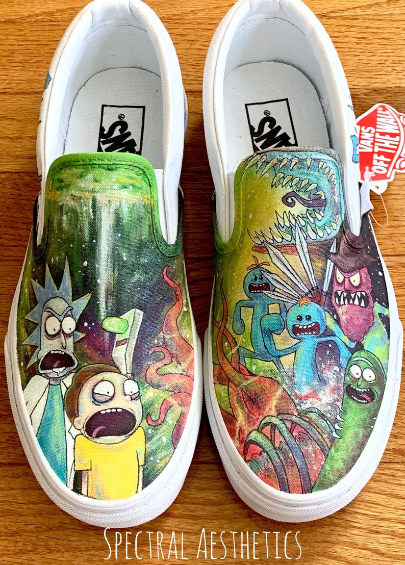rick and morty slip on vans