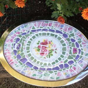 Rose Floral Oval Metal Tray