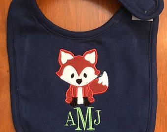 Monogrammed Fox Bib