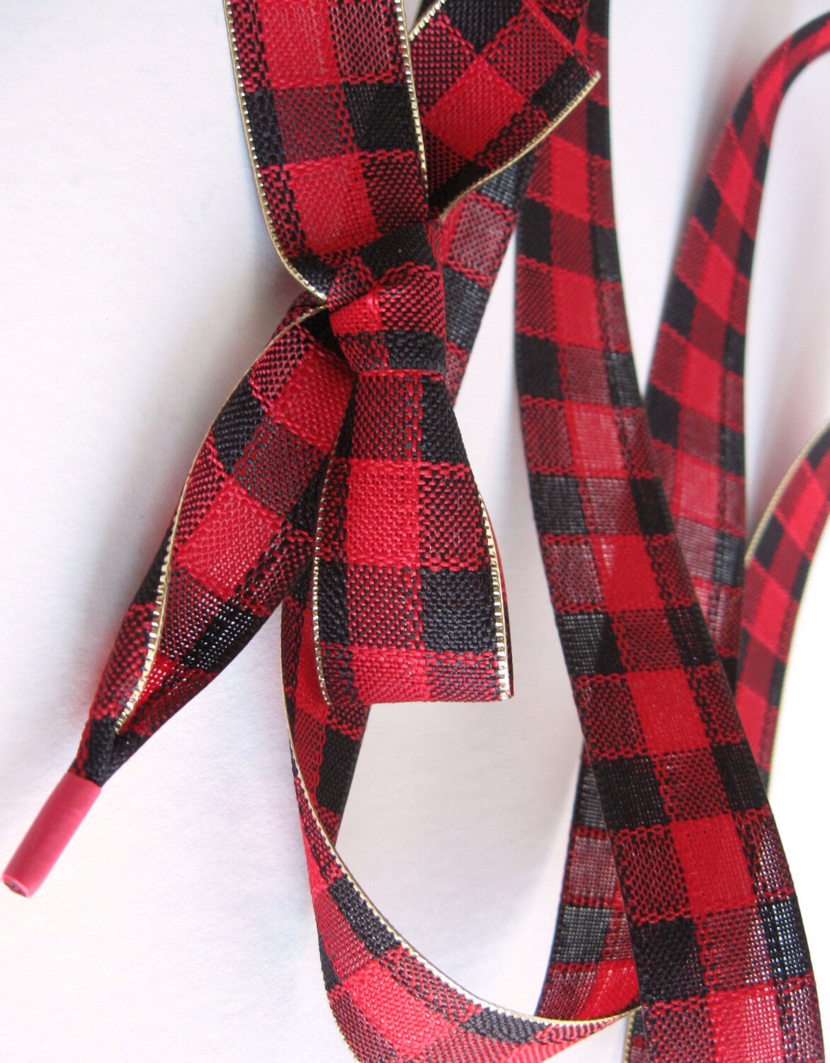 THE SHOELACES SHOPPlaid Red & Black Ribbon Shoelaces Cute Etsy