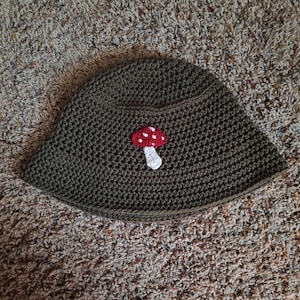 Crochet Bucket Hat Adult|Crochet mushroom hat|Sun hat|Made to order|Cottagecore|Army green|Gender neutral hat|Floppy bucket|Cotton|Handmade